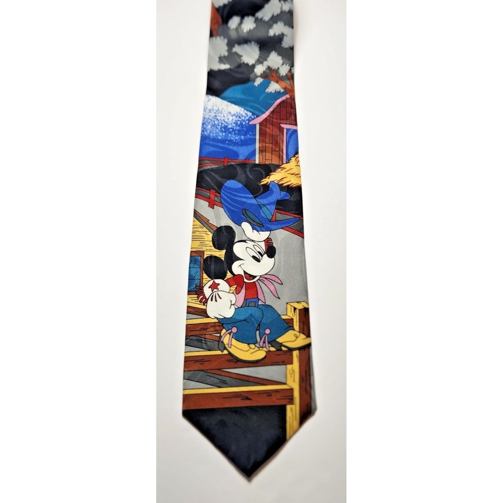 Vintage Disney Mickey Mouse‎ Western Cowboy Necktie Hotcakes Balancine Polyester
